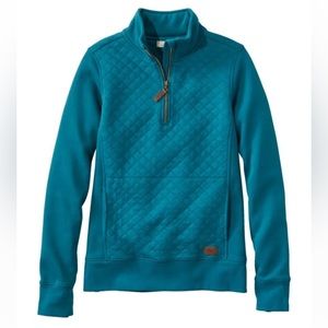 *NWT* L.L.Bean Women's Quilted Quarter-Zip Pullover~Deep Turquoise~Size LG